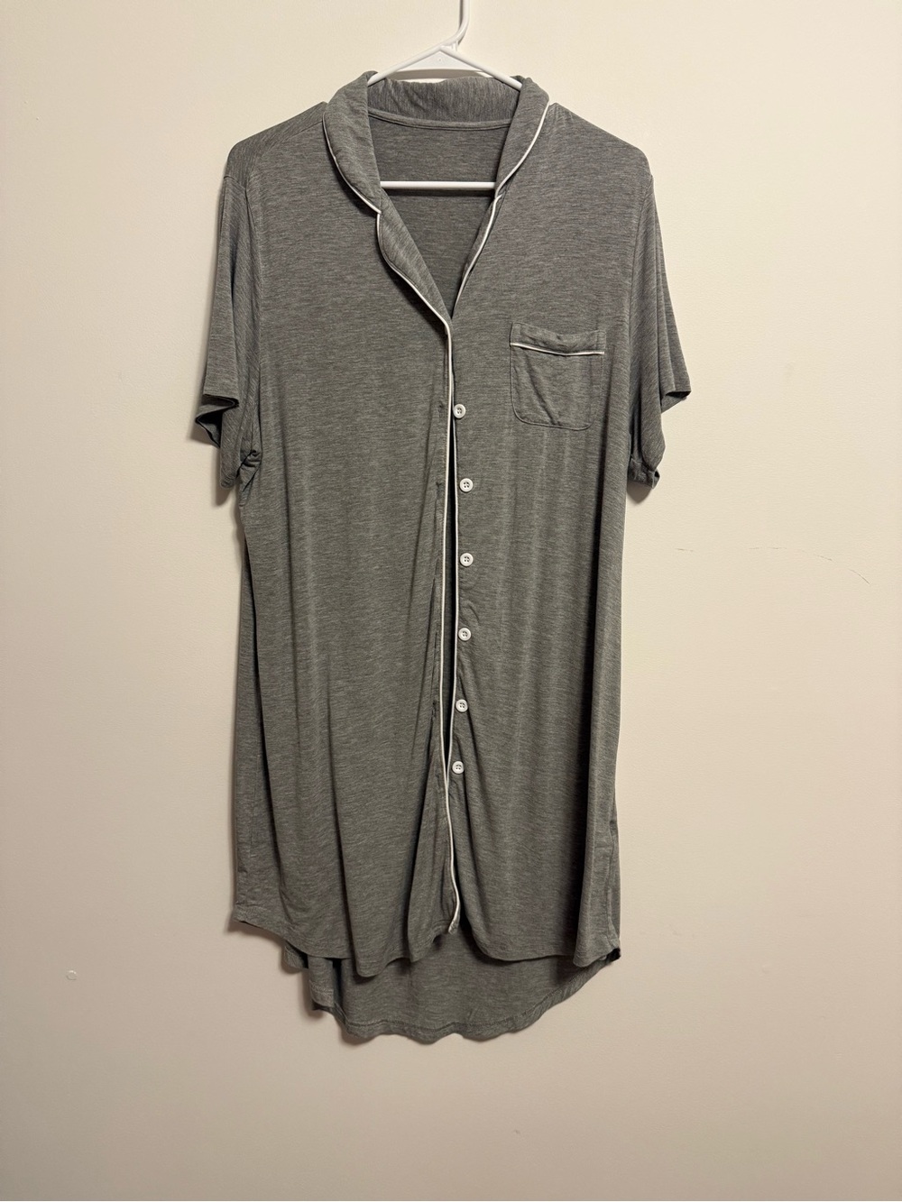 Women's Gray Button-Front Sleep Shirt